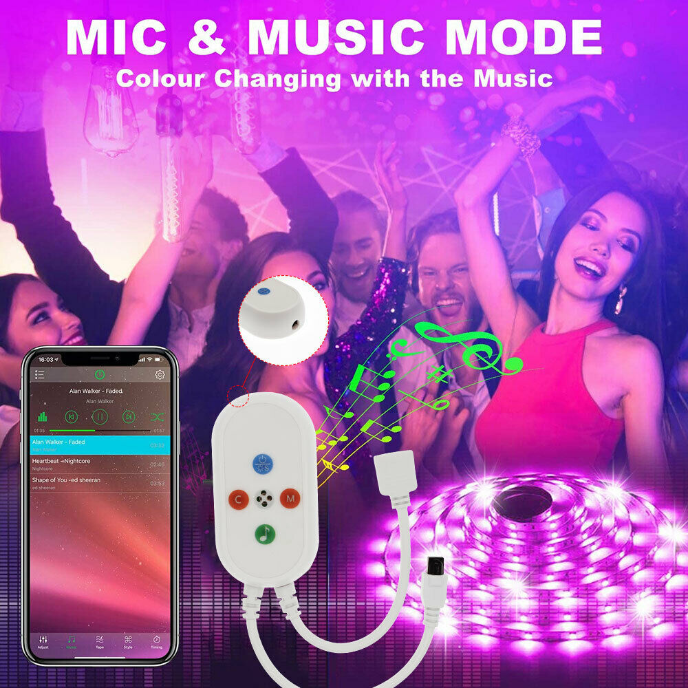 Led Strip Lights 5050 RGB Bluetooth Room Light Color Changing with Remote