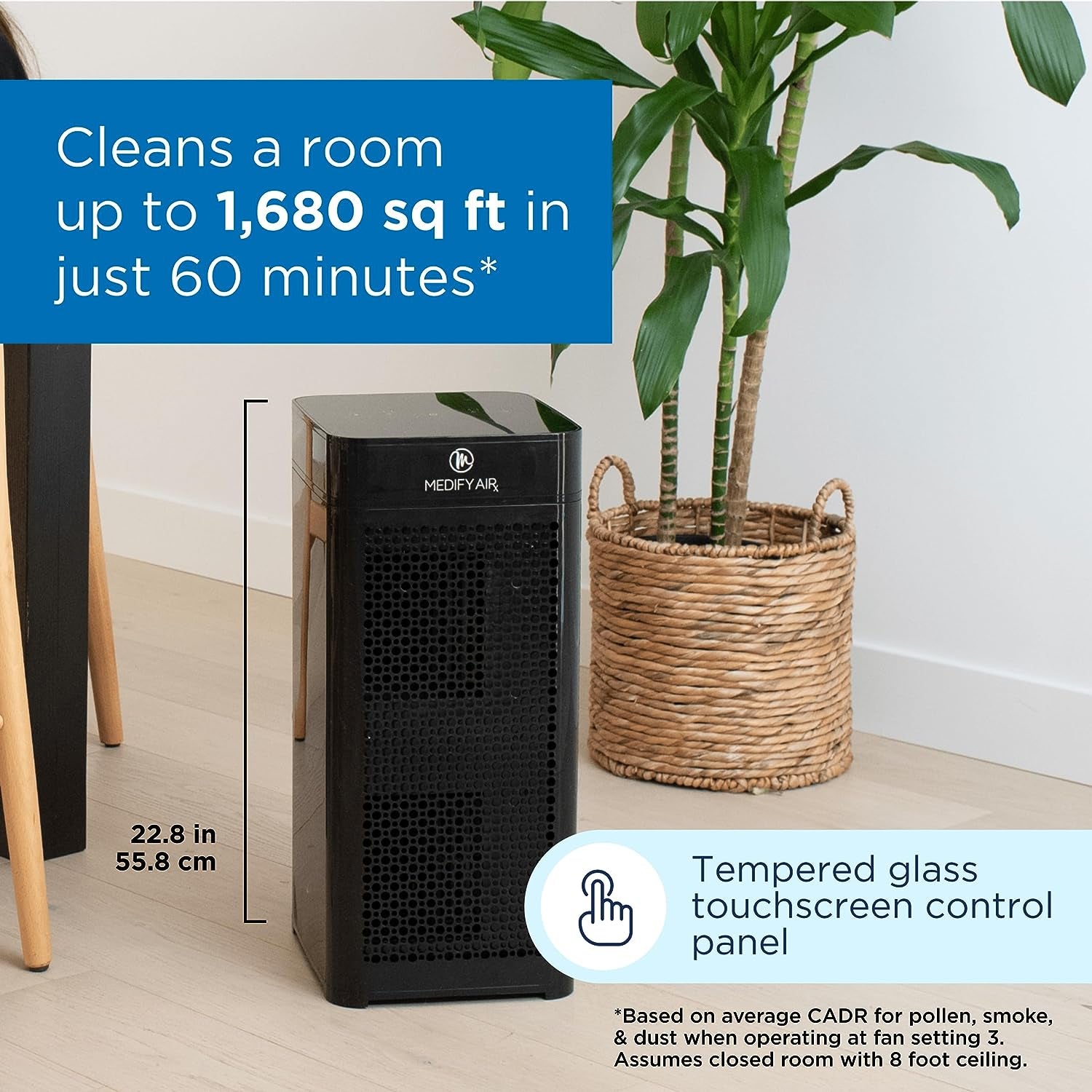 MA-40 Air Purifier with H13 True HEPA Filter | 840 Sq Ft Coverage | for Allergens, Wildfire Smoke, Dust, Odors, Pollen, Pet Dander | Quiet 99.7% Removal to 0.1 Microns | Black, 2-Pack