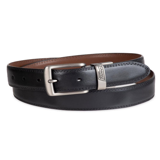 Genuine  Men'S Two-In-One Reversible Black to Brown Double Stitch Belt with Big & Tall Sizes